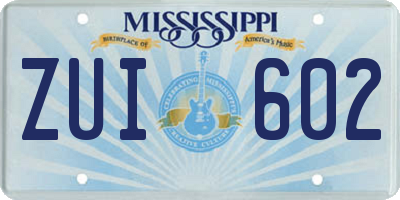 MS license plate ZUI602