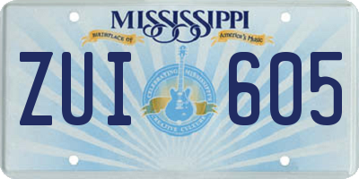 MS license plate ZUI605