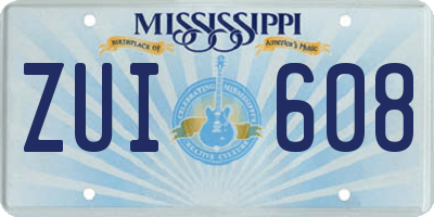 MS license plate ZUI608