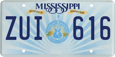 MS license plate ZUI616