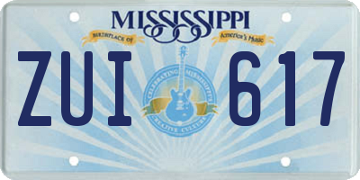 MS license plate ZUI617