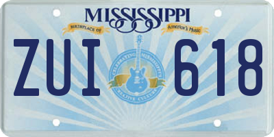 MS license plate ZUI618