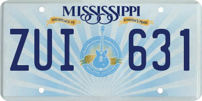 MS license plate ZUI631