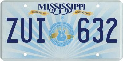 MS license plate ZUI632