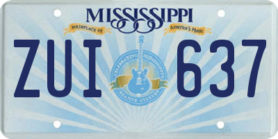 MS license plate ZUI637