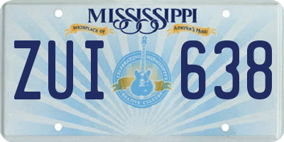 MS license plate ZUI638