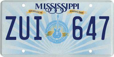 MS license plate ZUI647