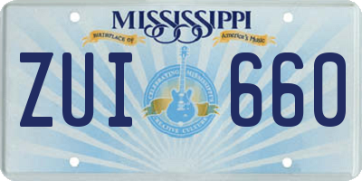 MS license plate ZUI660