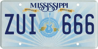 MS license plate ZUI666