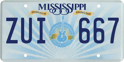 MS license plate ZUI667