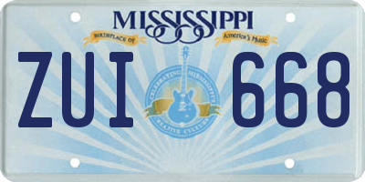 MS license plate ZUI668