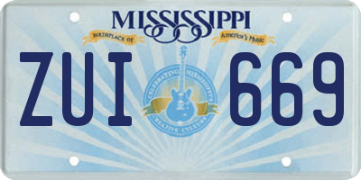 MS license plate ZUI669