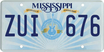 MS license plate ZUI676