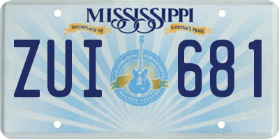 MS license plate ZUI681
