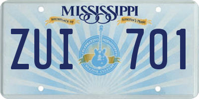 MS license plate ZUI701