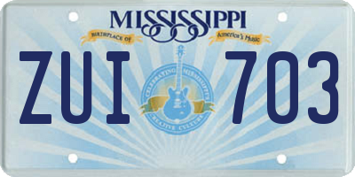 MS license plate ZUI703