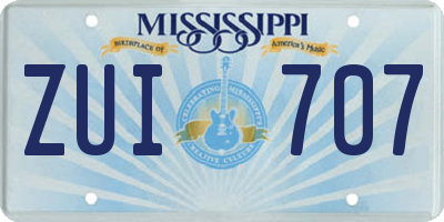 MS license plate ZUI707