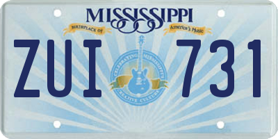 MS license plate ZUI731