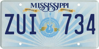 MS license plate ZUI734