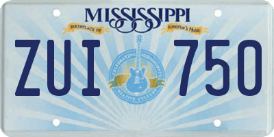 MS license plate ZUI750