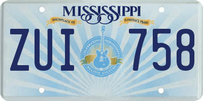 MS license plate ZUI758