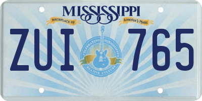 MS license plate ZUI765