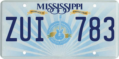 MS license plate ZUI783