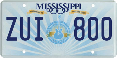 MS license plate ZUI800