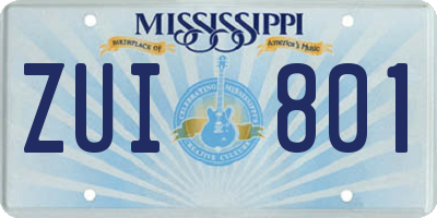 MS license plate ZUI801