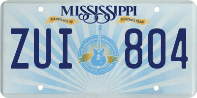 MS license plate ZUI804