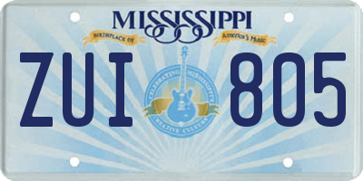 MS license plate ZUI805