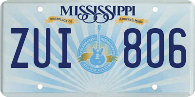 MS license plate ZUI806