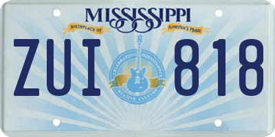 MS license plate ZUI818