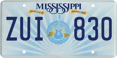 MS license plate ZUI830