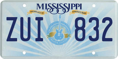 MS license plate ZUI832