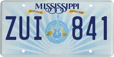 MS license plate ZUI841