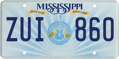 MS license plate ZUI860