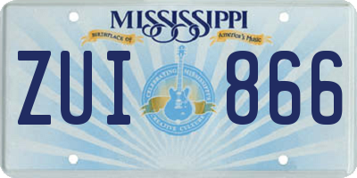 MS license plate ZUI866