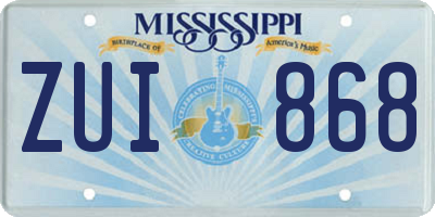 MS license plate ZUI868