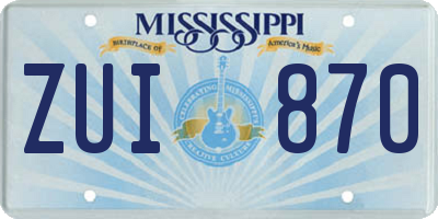 MS license plate ZUI870