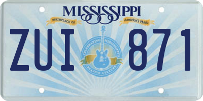 MS license plate ZUI871