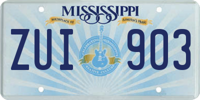 MS license plate ZUI903