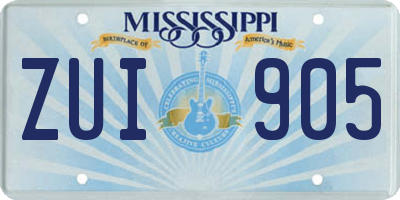 MS license plate ZUI905