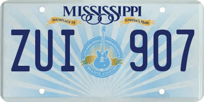MS license plate ZUI907