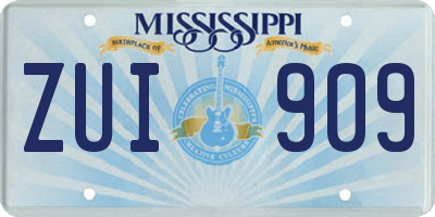 MS license plate ZUI909