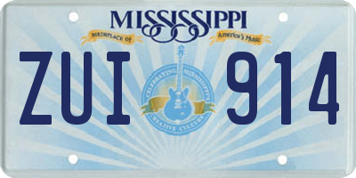 MS license plate ZUI914