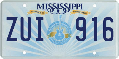 MS license plate ZUI916