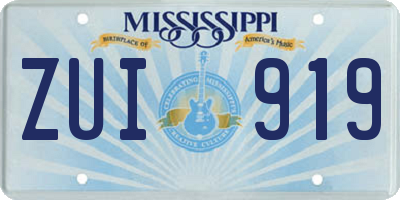MS license plate ZUI919
