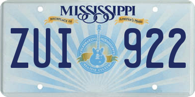 MS license plate ZUI922