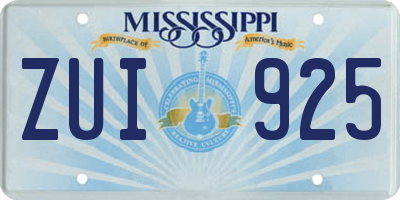 MS license plate ZUI925